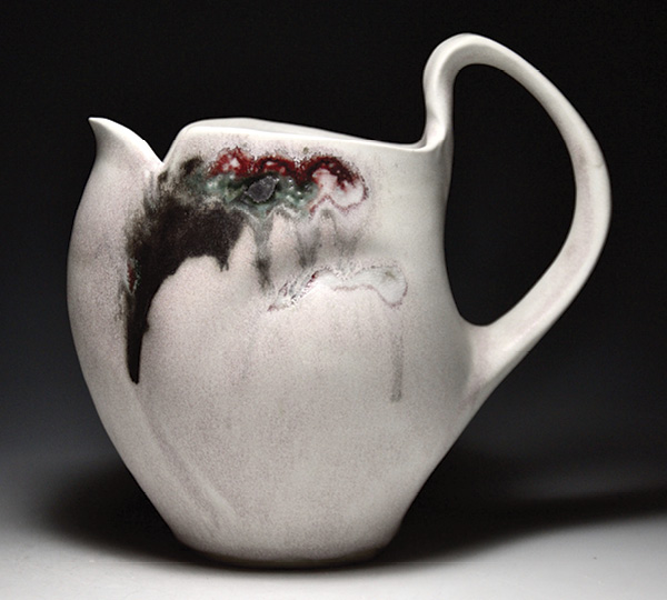 Pitcher, 10 in. (25.4 cm) in height, Coleman Porcelain, fired in reduction to cone 10, 2023.