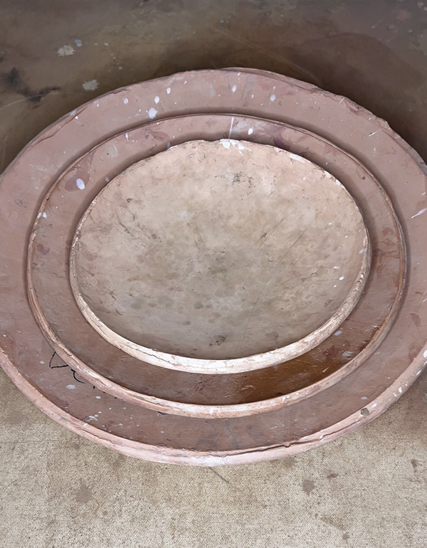 1 I build my plates upside down using hump/slump bisque molds.