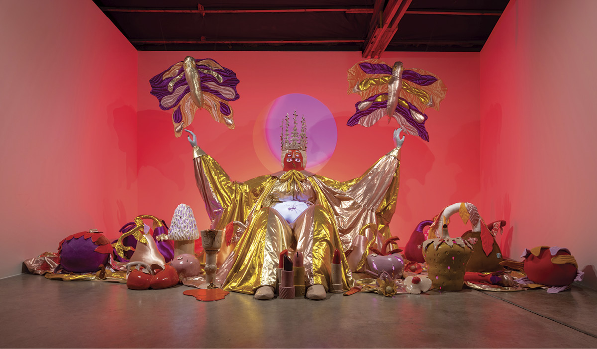 5 Emily Counts' Grandmother Wizard Queen (installation view from Sea of Vapors), mixed media, 2024–2025. Photo: Mario Gallucci.