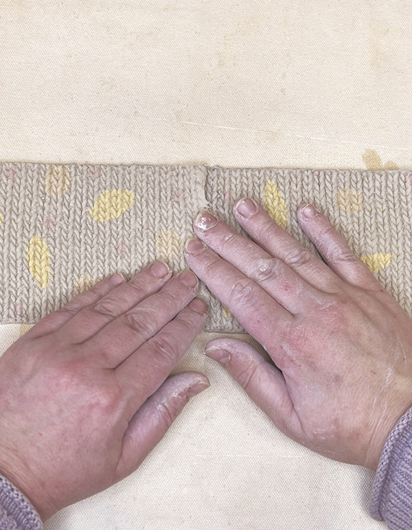 5 Bevel and overlap one slab with the deckled edge of another and join.