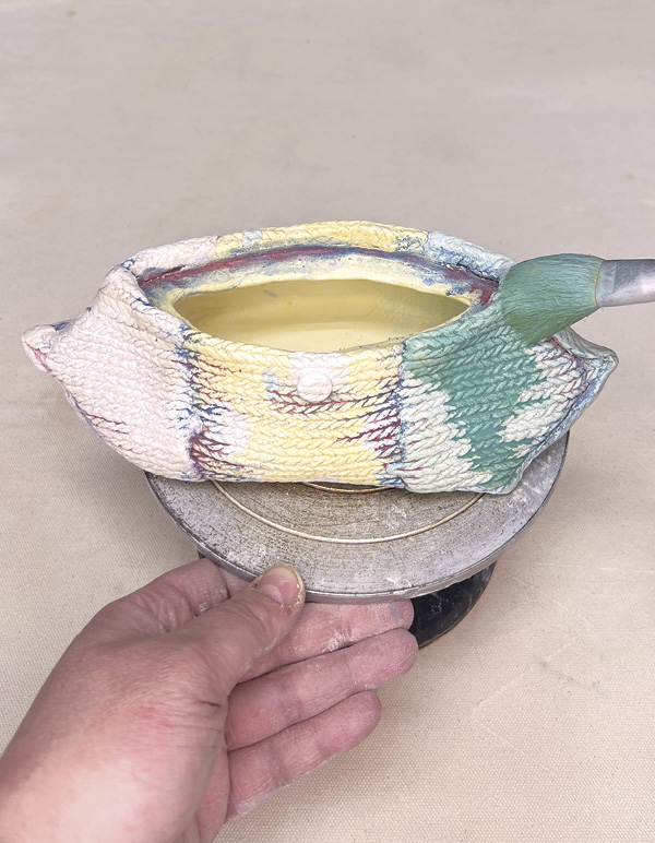 15 Apply stain then wipe away excess, allowing the texture details to emerge.