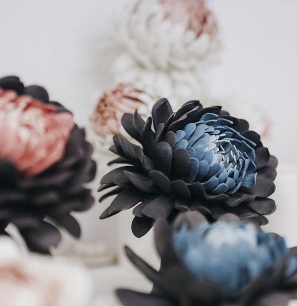 Linda Southwell's Finished work in the studio, variable dimensions, black porcelain, porcelain, body stains, fired in oxidation in an electric kiln to 2282°F (1250°C), 2019. Photo: Joe Horner.