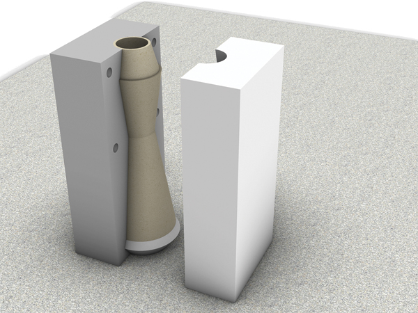 F Third choice configuration with two separate mold parts with a drop-out spare.