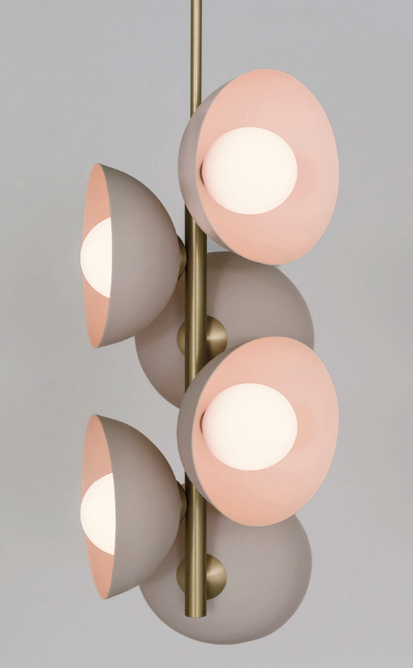 3 Pax Lighting's The Creston Pendant in brushed brass and ivory porcelain body.