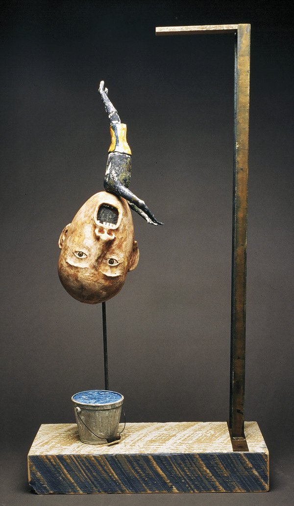 7 Wesley Anderegg's The Diver, 37 in. (94 cm) in height, clay, wood, steel, 2006.