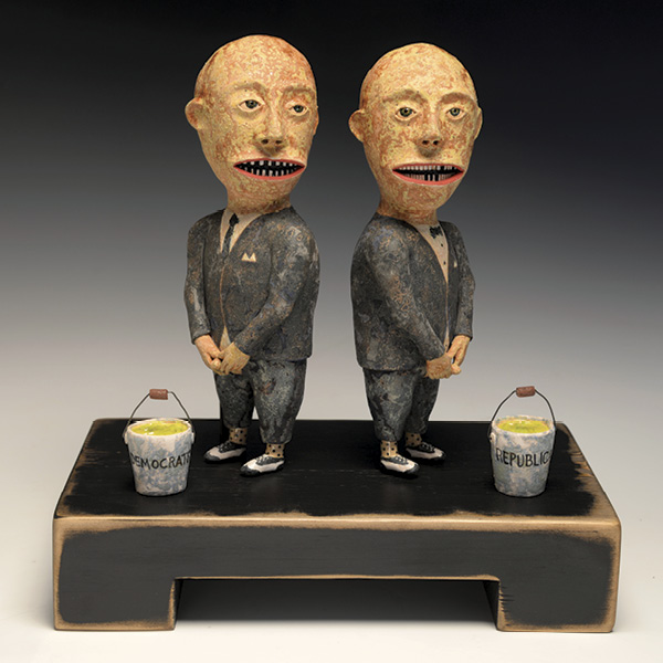 9 Wesley Anderegg's Politically Correct, 14 in. (35.6 cm) in height, clay, wood, steel, 2023.